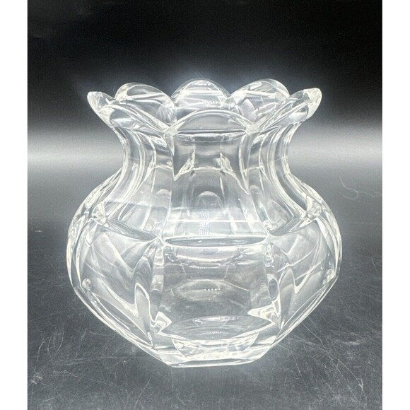 VTG Rogaska Clear Crystal Vase Scalloped Edge Heavy 5” - Picture 1 of 7